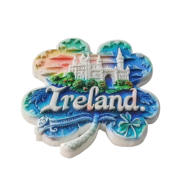 ireland fridge magnets – shamrock castle & rainbow design, irish travel souvenir gift for fridge & office décor