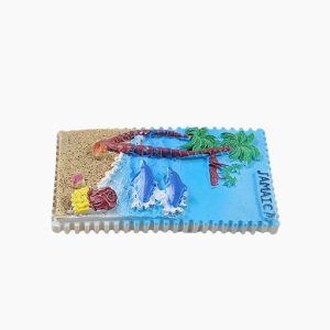 jamaica fridge magnet – caribbean beach & dolphin souvenir gift