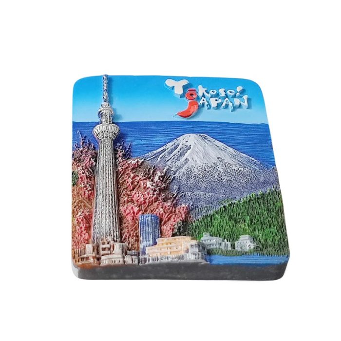 japan fridge magnet – mount fuji & tokyo tower scene travel gift & fridge decoration