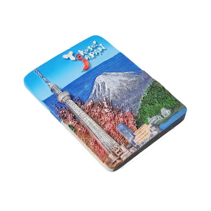 japan fridge magnet – mount fuji & tokyo tower scene travel gift & fridge decoration