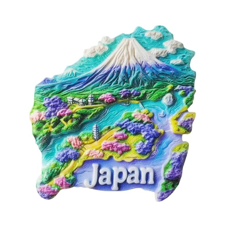 japan map fridge magnet – mount fuji souvenir & colorful travel keepsake