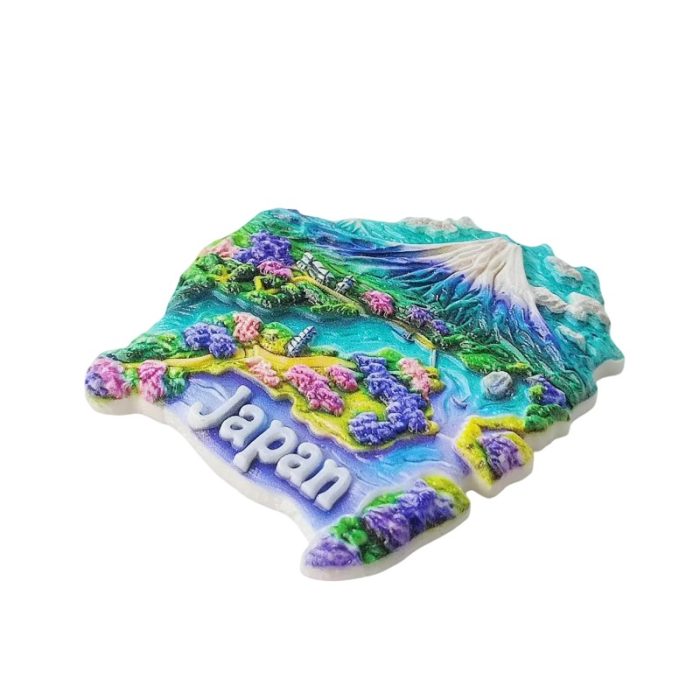 japan map fridge magnet – mount fuji souvenir & colorful travel keepsake
