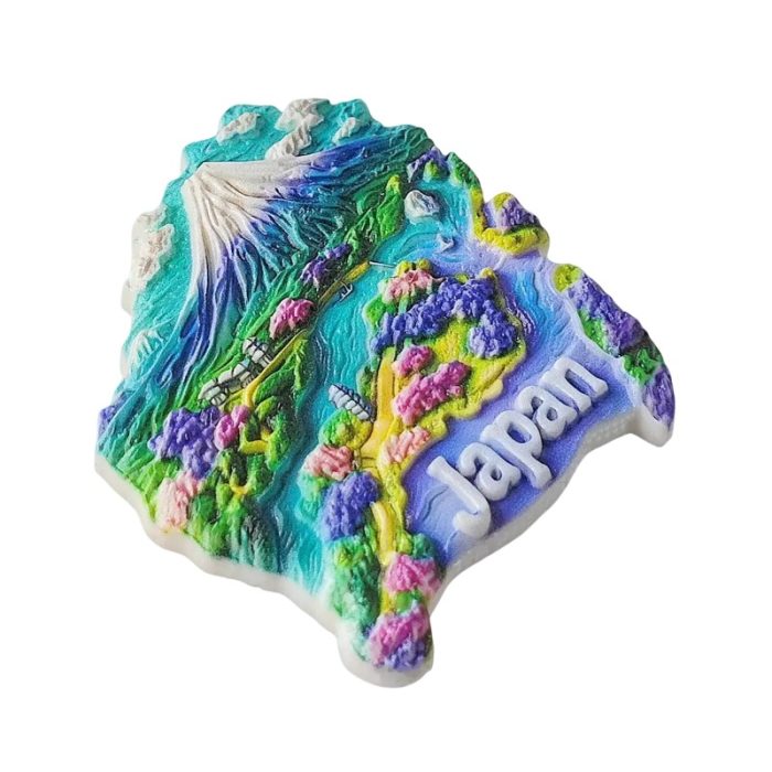 japan map fridge magnet – mount fuji souvenir & colorful travel keepsake