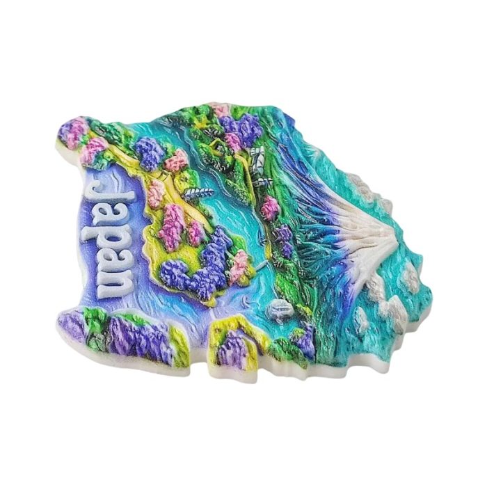 japan map fridge magnet – mount fuji souvenir & colorful travel keepsake