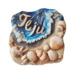 jeju island beach fridge magnets – seashell & shoreline 3d design, south korea travel souvenir gift & locker décor