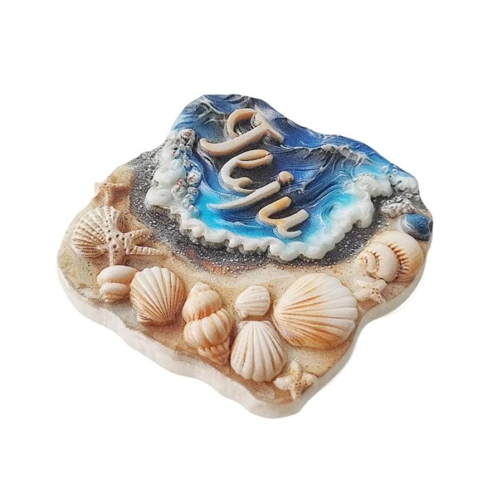 jeju island beach fridge magnets – seashell & shoreline 3d design, south korea travel souvenir gift & locker décor