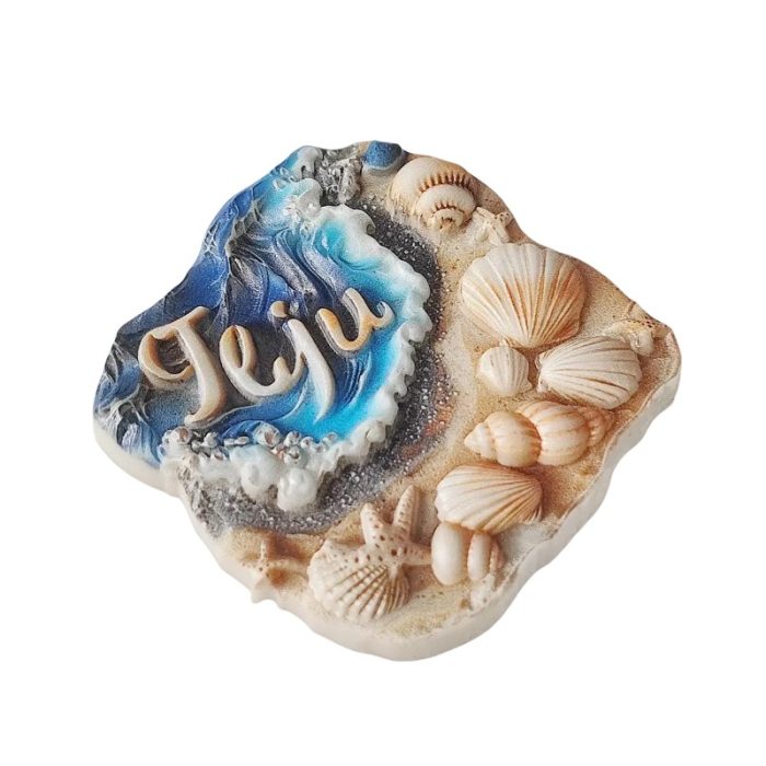 jeju island beach fridge magnets – seashell & shoreline 3d design, south korea travel souvenir gift & locker décor