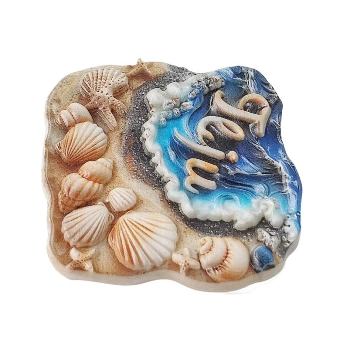 jeju island beach fridge magnets – seashell & shoreline 3d design, south korea travel souvenir gift & locker décor
