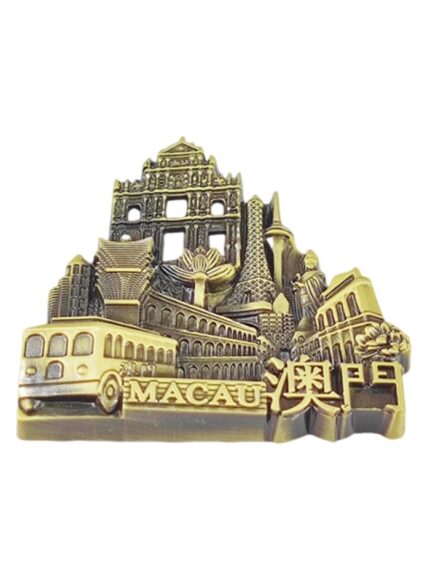 macau, china landmark souvenir metal fridge magnet.