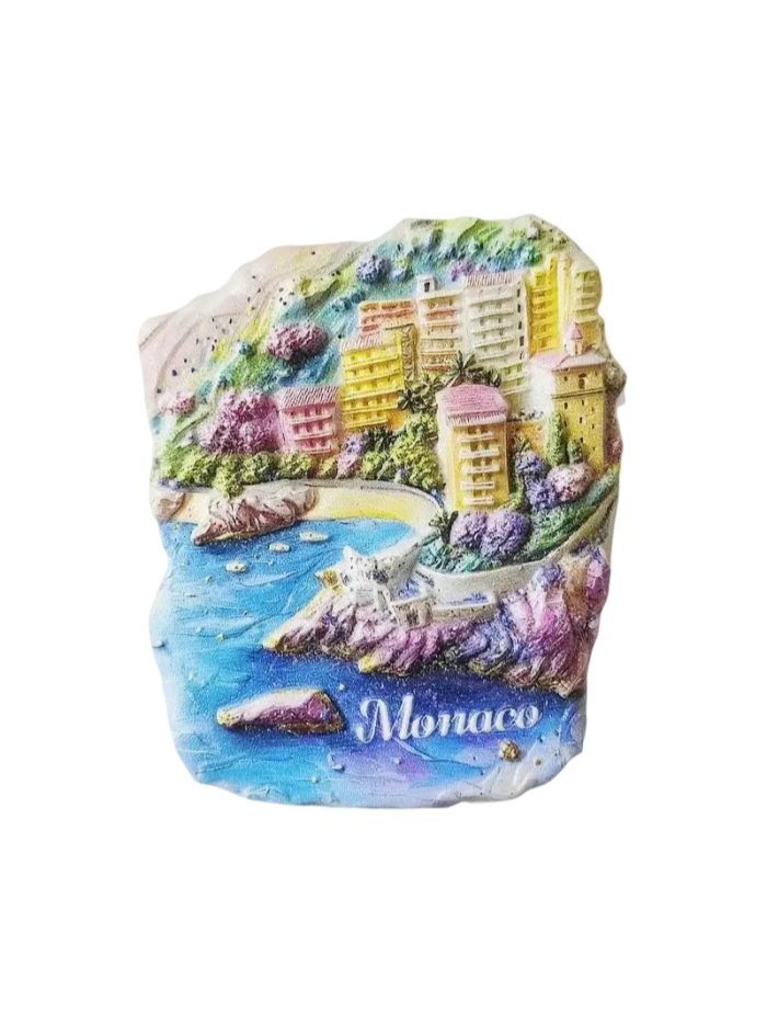 monaco coastline fridge magnets – 3d mediterranean town design, travel souvenir gift & fridge décor