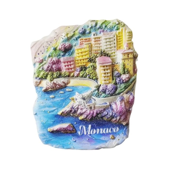 monaco coastline fridge magnets – 3d mediterranean town design, travel souvenir gift & fridge décor