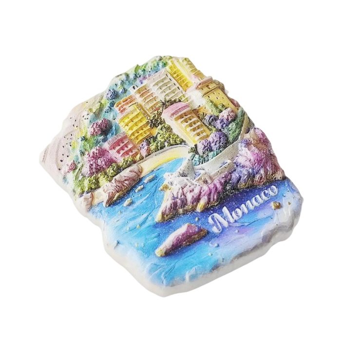 monaco coastline fridge magnets – 3d mediterranean town design, travel souvenir gift & fridge décor