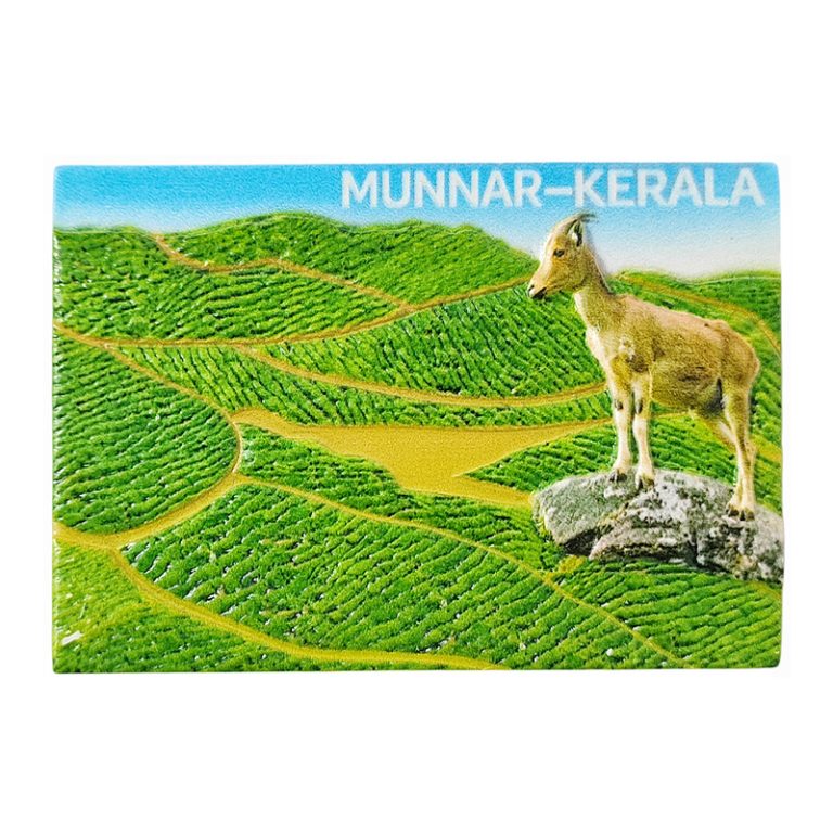 munnar kerala india fridge magnet – tea plantation travel souvenir with wildlife view