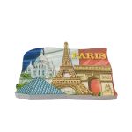 paris france fridge magnet – eiffel tower & arc de triomphe with french flag, iconic travel souvenir