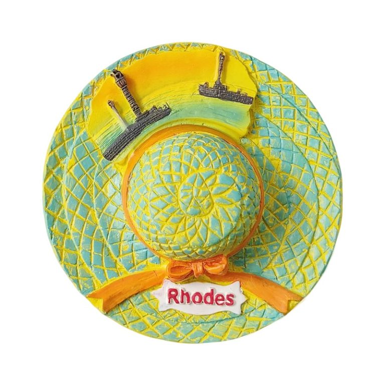 rhodes greece fridge magnet straw hat style travel souvenir gift & whiteboard decoration