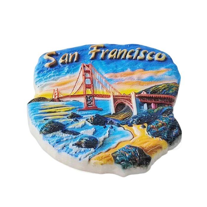 san francisco fridge magnets – golden gate bridge 3d scene, usa california travel souvenir gift for fridge & office