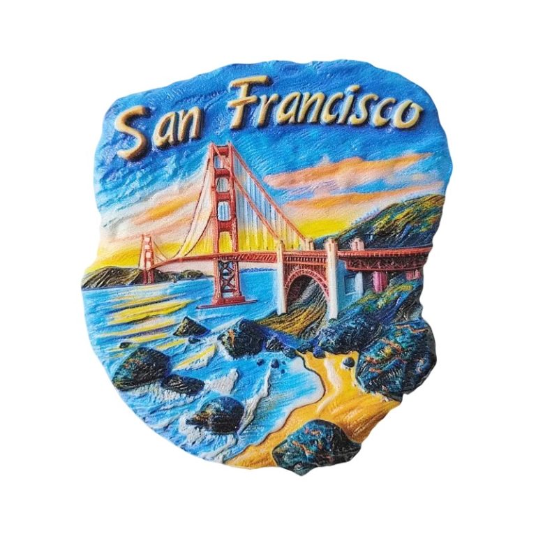 san francisco fridge magnets – golden gate bridge 3d scene, usa california travel souvenir gift for fridge & office