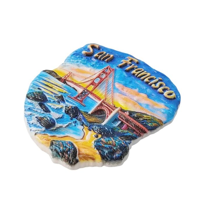 san francisco fridge magnets – golden gate bridge 3d scene, usa california travel souvenir gift for fridge & office
