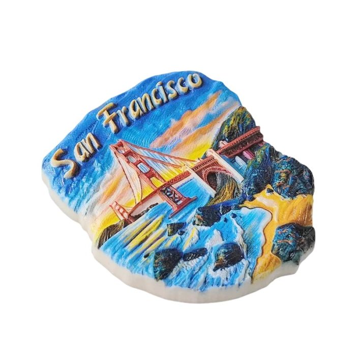 san francisco fridge magnets – golden gate bridge 3d scene, usa california travel souvenir gift for fridge & office