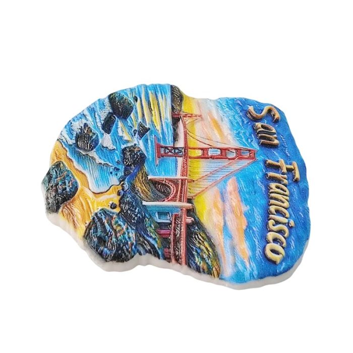 san francisco fridge magnets – golden gate bridge 3d scene, usa california travel souvenir gift for fridge & office