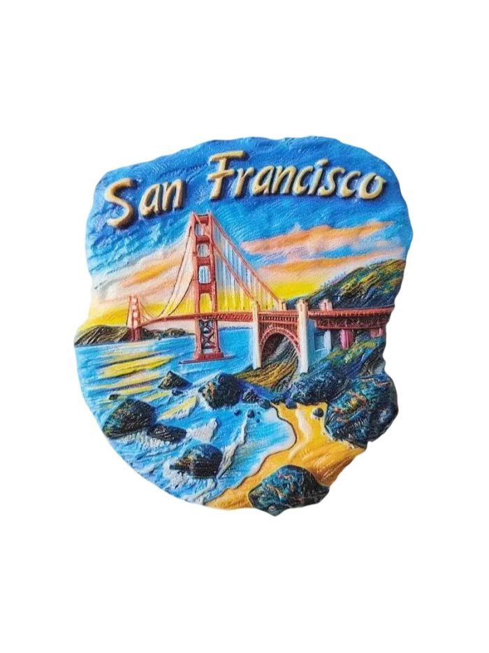 san francisco fridge magnets – golden gate bridge 3d scene, usa california travel souvenir gift for fridge & office (2)