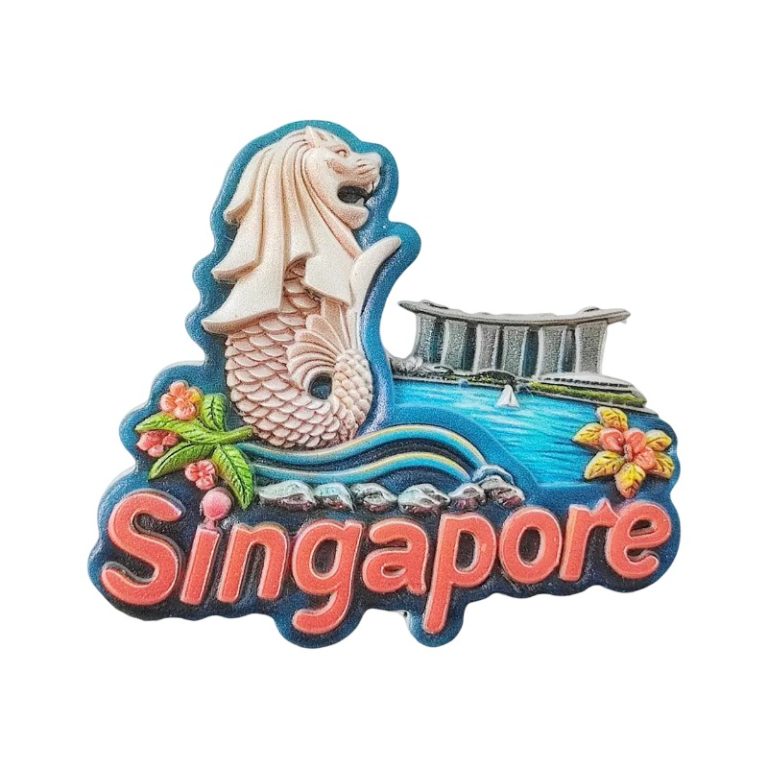 singapore merlion fridge magnet iconic landmark souvenir & tropical travel keepsake