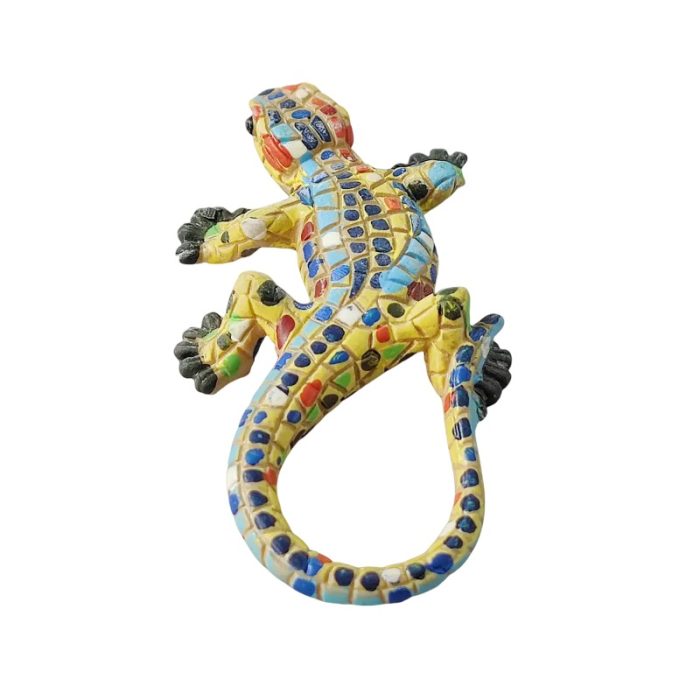 spain mosaic gecko fridge magnet – gaudi style colorful lizard travel souvenir & home decor