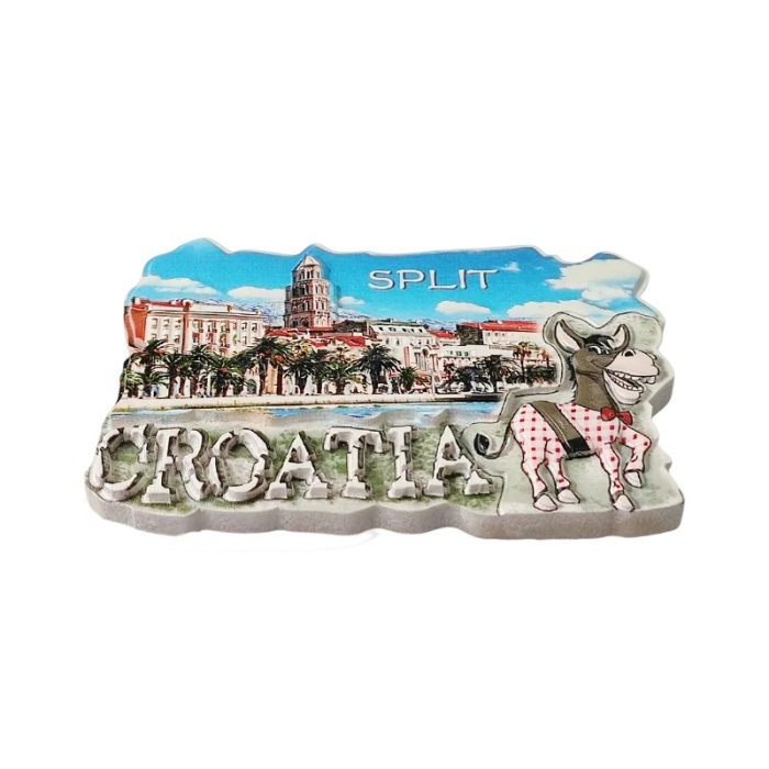 split croatia fridge magnet cute donkey landmark design souvenir for magnetic board or travel collection