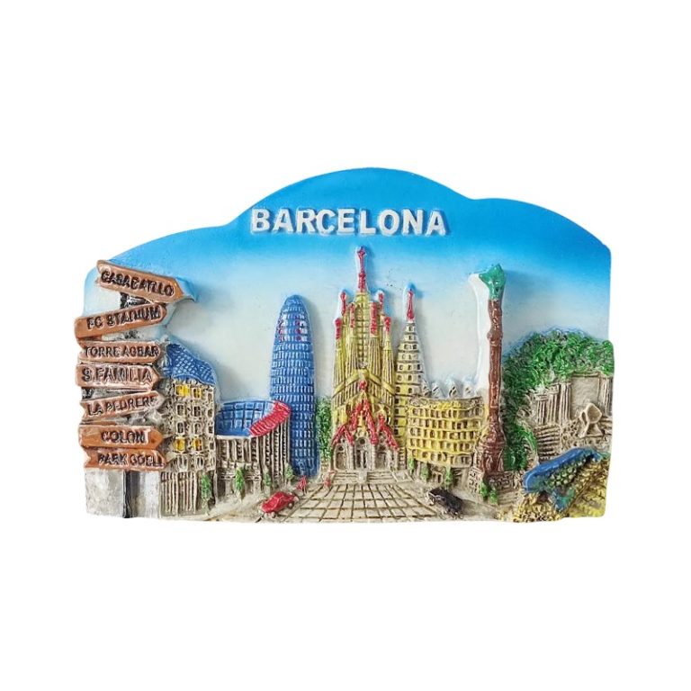 barcelona spain fridge magnet colorful city landmarks souvenir & gaudi inspired décor