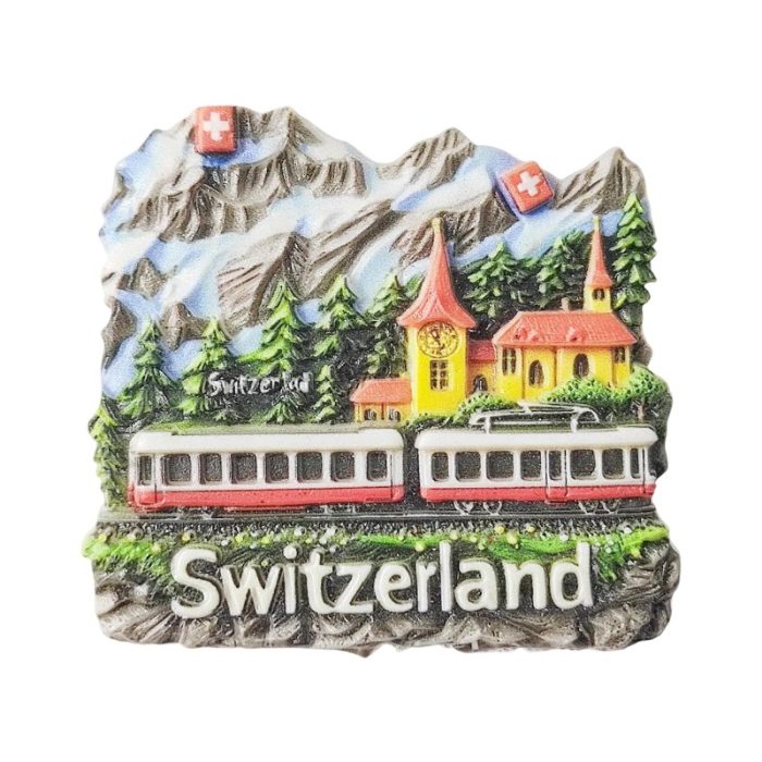switzerland fridge magnet alpine train travel keepsake & mountain scene decoration