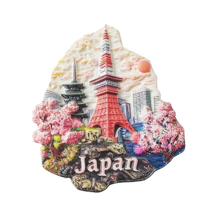tokyo tower japan fridge magnet – cityscape travel souvenir, cherry blossom fridge & locker décor