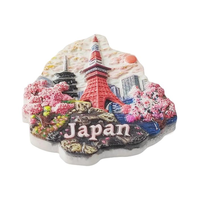 tokyo tower japan fridge magnet – cityscape travel souvenir, cherry blossom fridge & locker décor