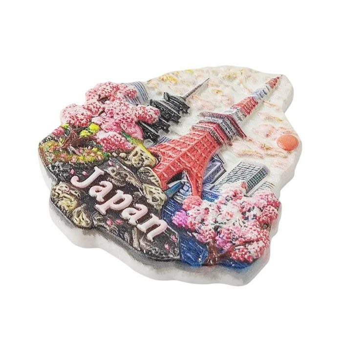 tokyo tower japan fridge magnet – cityscape travel souvenir, cherry blossom fridge & locker décor