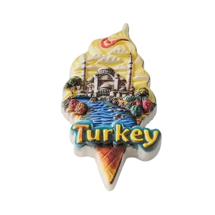 turkey fridge magnets – mosque in ice cream cone design, whimsical turkish travel souvenir gift & whiteboard décor