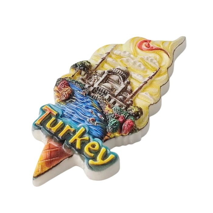 turkey fridge magnets – mosque in ice cream cone design, whimsical turkish travel souvenir gift & whiteboard décor
