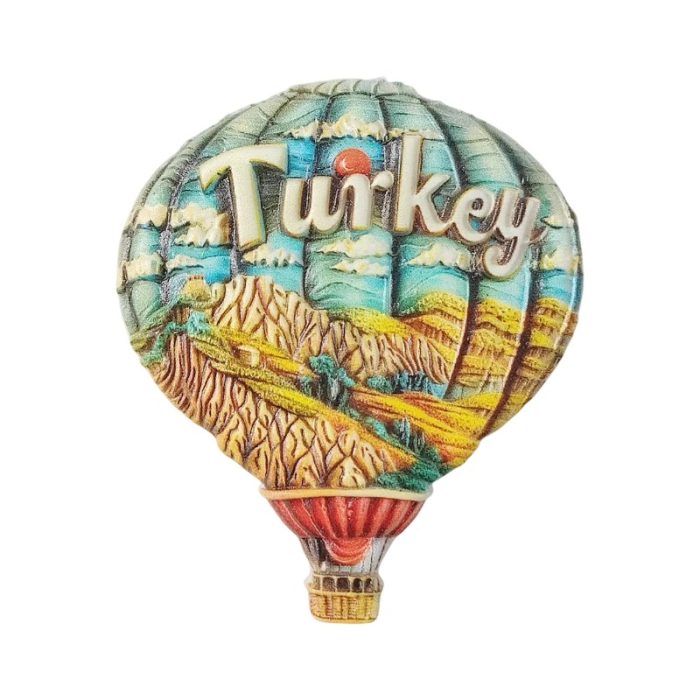 turkey hot air balloon fridge magnets – cappadocia landscape 3d design, turkish travel souvenir gift & décor