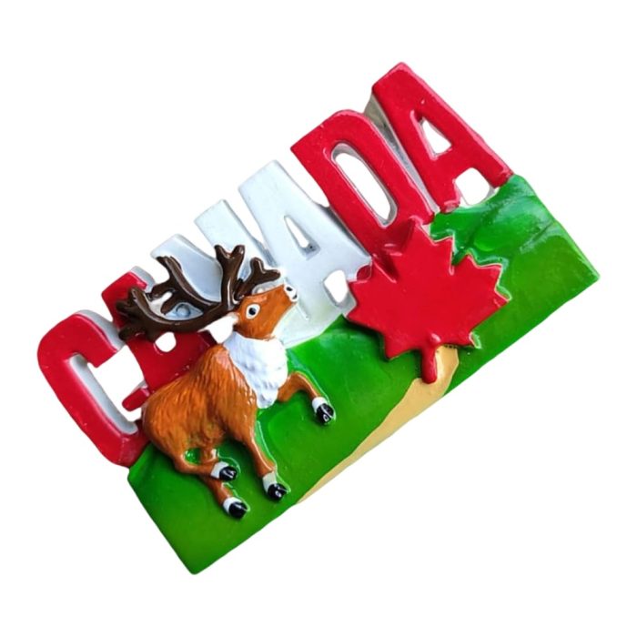 canada reindeer & maple leaf fridge magnet – cute national animal travel souvenir & whiteboard ornament