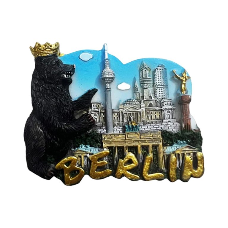 ​​berlin germany fridge magnet crowned bear & skyline souvenir gift, vibrant travel memento for fridge or whiteboard​​