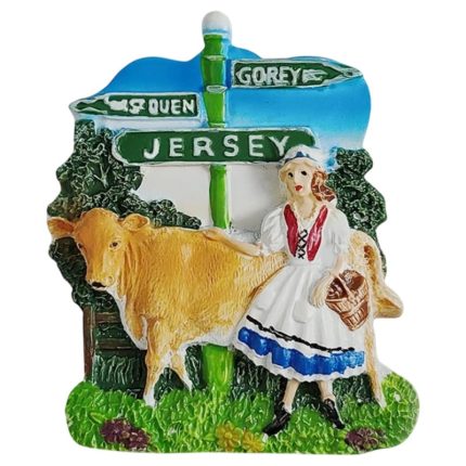 jersey island uk fridge magnet girl with cow souvenir gift & refrigerator décor