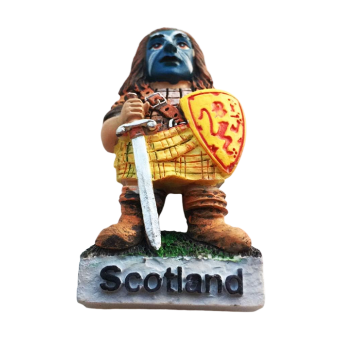 braveheart warrior scotland fridge magnet uk highlander style souvenir with sword & shield, fun gift from united kingdom