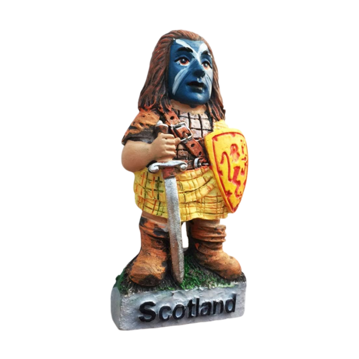 braveheart warrior scotland fridge magnet uk highlander style souvenir with sword & shield, fun gift from united kingdom