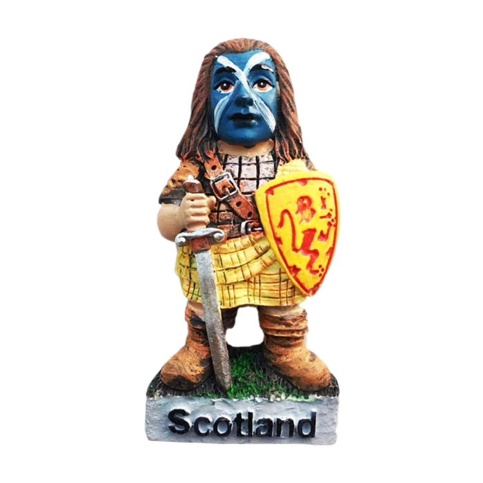 braveheart warrior scotland fridge magnet uk highlander style souvenir with sword & shield, fun gift from united kingdom