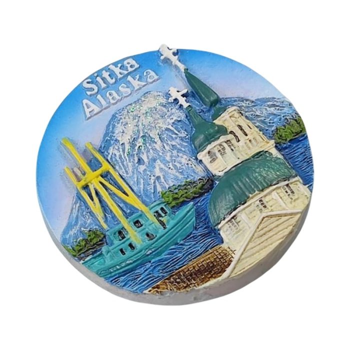 sitka alaska usa fridge magnet ocean & mountain view decorative travel gift for fridge or wall