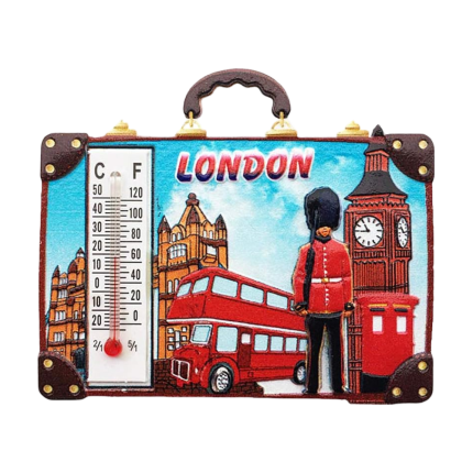 london suitcase thermometer uk fridge magnet 3d travel souvenir with temperature feature