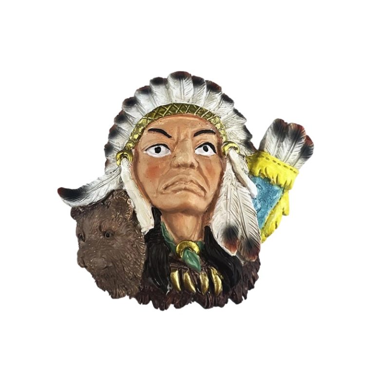 native american usa fridge magnet tribal chief with buffalo companion for cultural art display