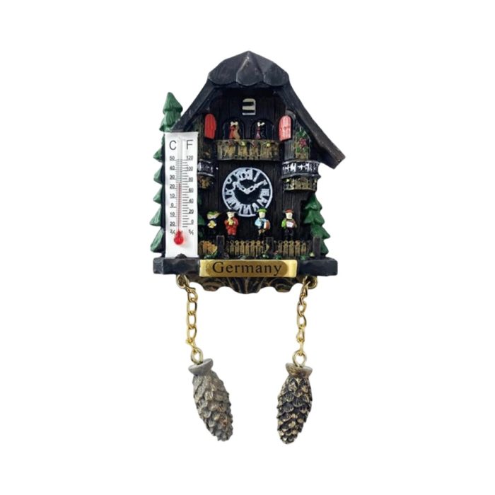thermometer chalet cuckoo clock germany fridge magnets – alpine weather guide souvenir & magnetic decor