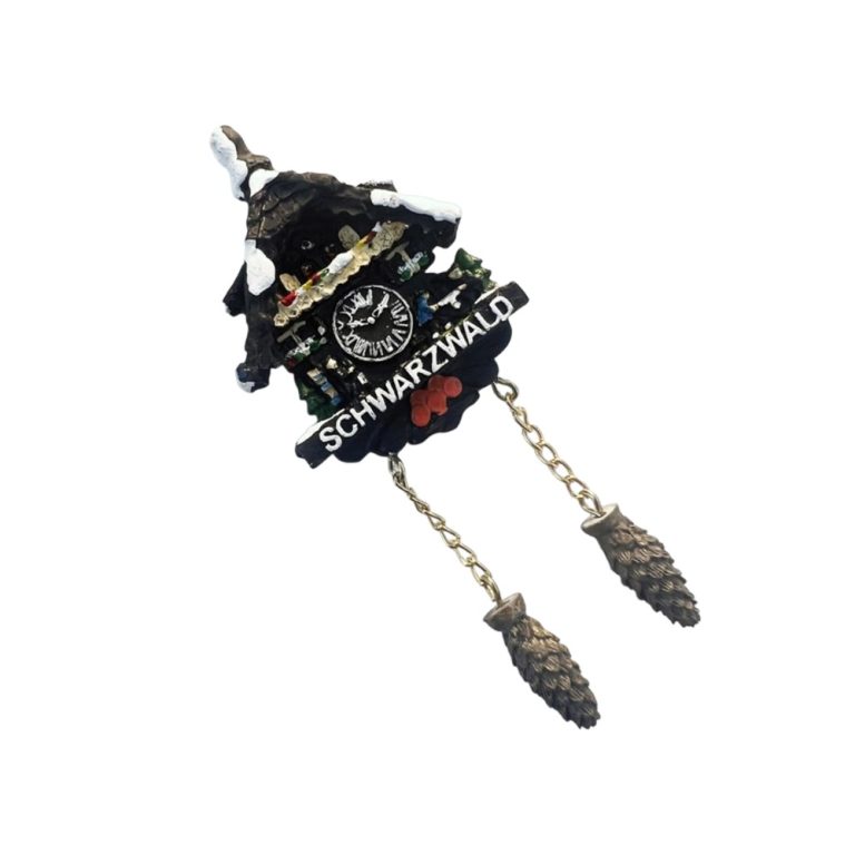 black forest schwarzwald cuckoo clock germany fridge magnets – snowy cottage souvenir & magnetic rustic accent