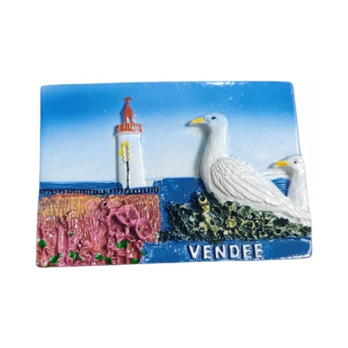 vendee france fridge magnet – lighthouse & seagull coastal scene travel gift & nautical whiteboard decor