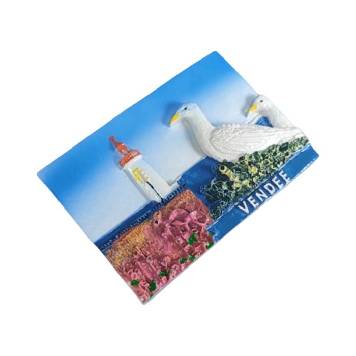 vendee france fridge magnet – lighthouse & seagull coastal scene travel gift & nautical whiteboard decor