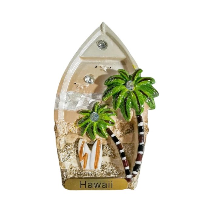 hawaii beach scene usa fridge magnet palm tree surfboard souvenir & tropical island décor